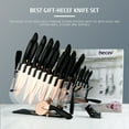 thumbnail image 2 of Hecef 25 Pieces Kitchen Knife Set with Block, Titanium Plated Stainless Steel Extra Sharp Knives, 2 of 13