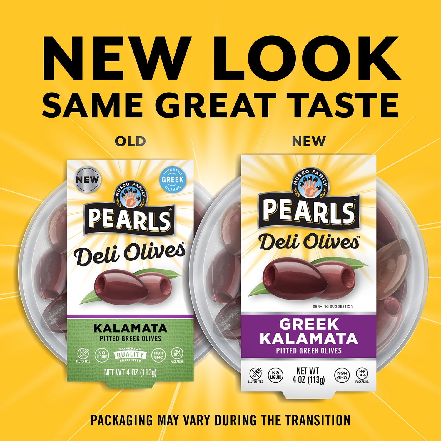 (2 pack) Pearls - Deli Olives Kalamata Pitted Greek Olives 4oz Tub.  Allergens Not Contained.