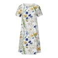 thumbnail image 4 of ICHUANYI Clearance Women's Summer Casual Round Neck Short Sleeve Folding Printed Dresses(Yellow, XXL) ICHUANYI WER2023080707764, 4 of 5