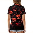 thumbnail image 5 of IYYVV Halloween Polo Shirts for Women Hawaiian Golf Shirts Short Sleeve Funny Ghost Pumpkin Printed Athletic Sport Golf Top Earthy Yellow 2XL, 5 of 5