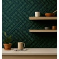 thumbnail image 4 of S4Sassy Peel and Stick Wall Covering, Tribal Geometric Print Removable - Asian Style Walls Mural, Instant Wall Makeover for Bathroom, Closet Interior - Self-Adhesive Wallpaper Vinyl - Green, 25"x120", 4 of 9