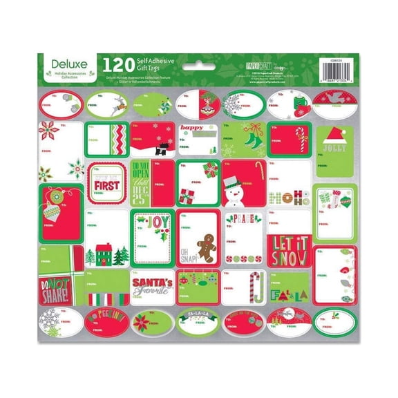 Paper Craft Deluxe Holiday Self Adhesive Gift Labels - 120 Count - Contemporary