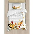 thumbnail image 3 of Ambesonne Fall Swirling Bended Branches with Colored Leaves Pastoral Season Print Duvet Cover Set, 3 of 3