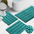 thumbnail image 2 of 3 Piece Bathroom Rugs Sets Thick Non Slip Soft Absorbent Bath Mat Set for Tub, Shower and Toilet (17"x24" + 20"x32" + 20"x24" U-Shaped, Teal), 2 of 9