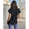 thumbnail image 3 of Merokeety Womens Summer Tops Ruffle Short Sleeve Blouse V Neck Flowy Tunic Shirts Black l, 3 of 5