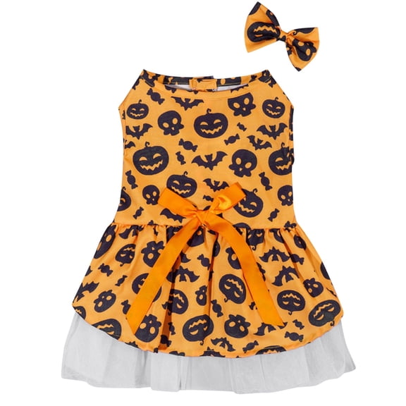 Nnndbs Halloween Pet Tulle Dress and Headpiece Set, Fairy Princess Costume for Cats Dogs, Adjustable Tutu Outfit with Matching Headband`