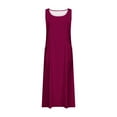 thumbnail image 5 of Lovzfmll Plus Size Summer Dresses, Womens Casual Summer Dresses Sleeveless Cotton And Linen Round Neck Loose Tank Dress Beach Solid Color Lightweight Long Dress With Pocket Dark Purple 3XL, 5 of 5