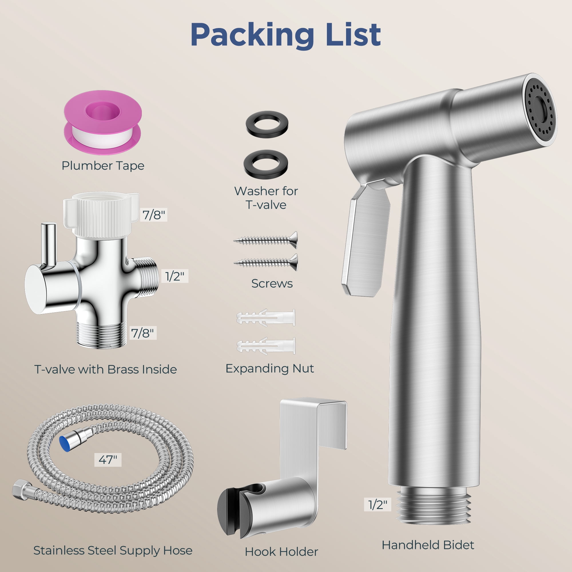 TVOFEK Handheld Bidet Sprayer for Toilet, Jet Spray Kit 2 Modes Adjustable Pressure, Bidet Attachment for Feminine Wash & Shower, Wall/Toilet Mount