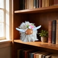 thumbnail image 5 of syligr 6 Inch Highland Cow Plush Toy, Soft Fluffy Stuffed Animal with Flower Headband, Cute Cow Doll, Mini Cow Plushie, Huggable Farm Animal Decor for Bedroom Shelf, Birthday Gift for Animal Lovers, 5 of 6