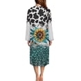 thumbnail image 2 of Xoenoiee Sunflower Cow Leopard Print Women Zipper Robe Long Sleeve Loungewear Lightweight Housecoat Full Length Nightgown with Pockets, 3XL, 2 of 7