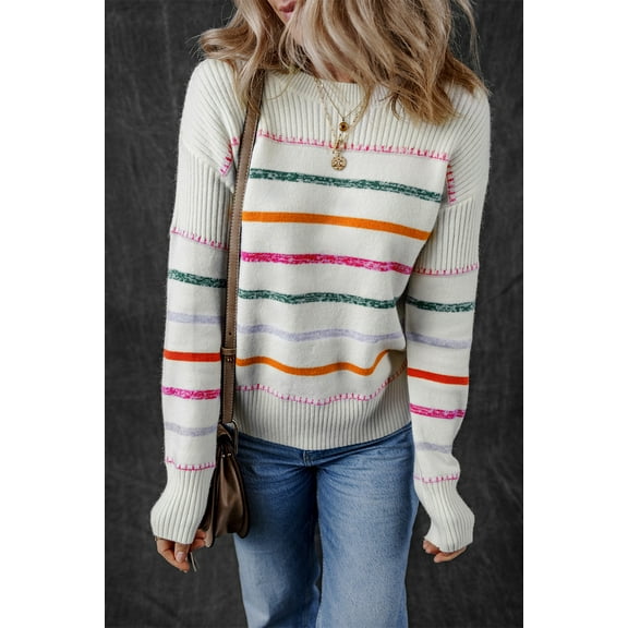 Redhotype Elegant Striped Sweater | Trendy Ribbing | Versatile & Flattering