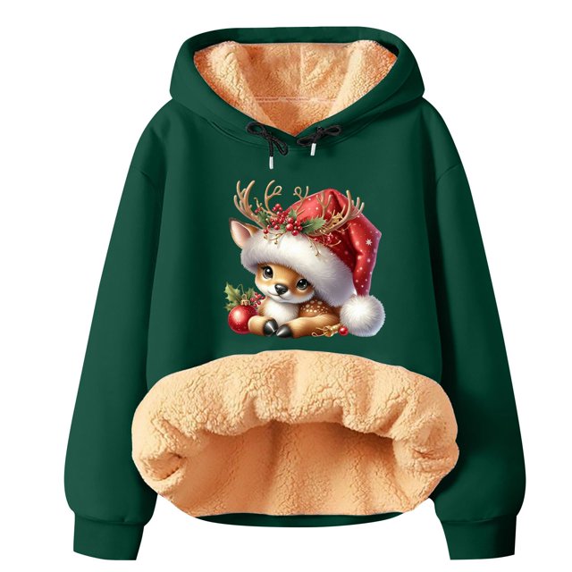 WILLBEST Sudadera Navideña para Mujer, Invierno, Gruesa, Cálida, Colorida, con Capucha, Tops 555 XXXXX-Grande