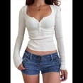 thumbnail image 2 of Camisas de Larga para Mujer, Blusas Casuales con Cuello Cuadrado, Camisetas Básicas de Punto Acanalado de Corte Entallado, Ropa de Otoño-Verano 2025. L, 2 of 8