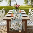 thumbnail image 4 of White Floral Magnolia Leaf Table Runner-36 Inch Long Farmhouse Classic Flower Table Runners Linen Burlap Tablerunner for Kitchen Dining Room Holiday Party, 4 of 9