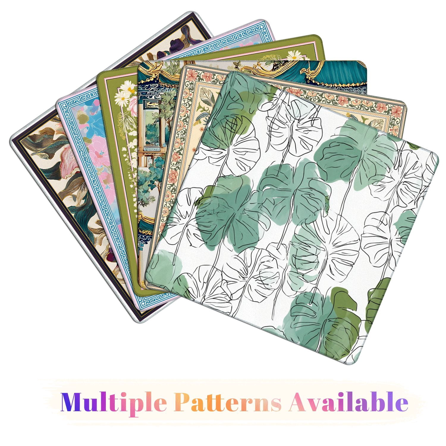 Mahjong Mat 31.5" x 31.5" Abstract minimal monstera leaves plant line drawing Non-Slip Noise Reduction American Mahjong Tiles Table Cover for Dominoes Poker Card Board Games Gift