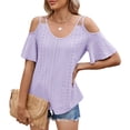 thumbnail image 2 of Kelon Womens Eyelet Embroidered Blouse Short Sleeve Round Neck Loose Fit Casual Summer Tops Trendy 2026, 2 of 4