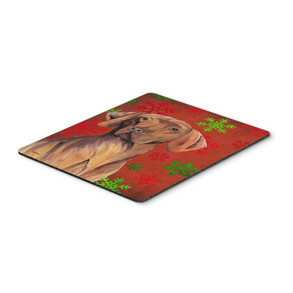 "Vizsla Red and Green Snowflakes Holiday Christmas Mouse Pad Hot Pad or Trivet"