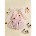 thumbnail image 2 of Baby Girl Summer Outfit Strawberry Embroidery Tulle Romper Dress Fly Sleeve Tie Strap Bodysuit Dress Newborn Cute Clothes, 2 of 8