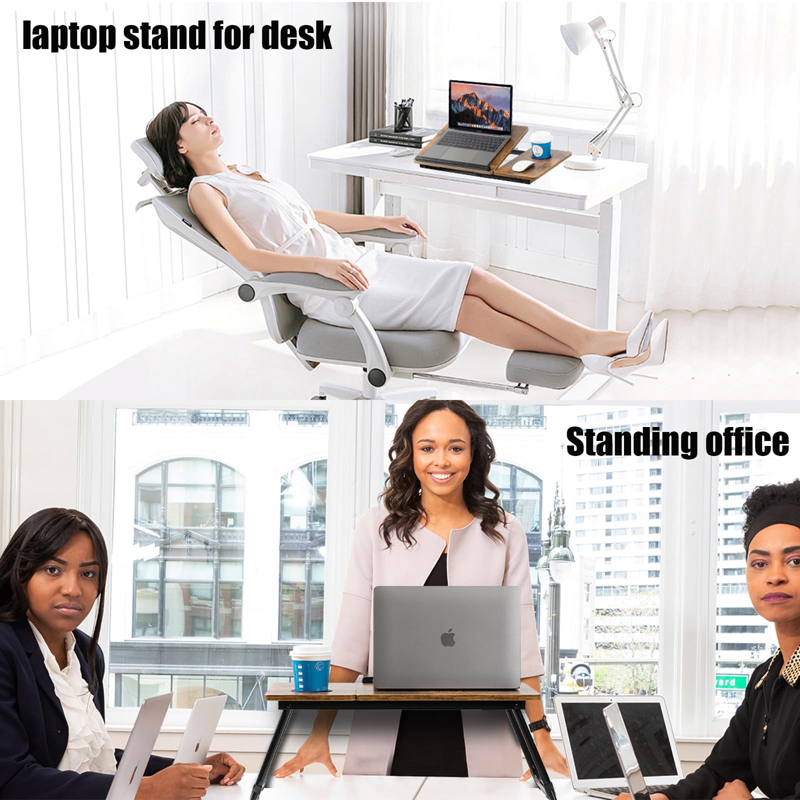 Laptop Desk For Bed Couch  Adjustable Foldable Table With Cup Holder Breakfast Serving Tray Portable Lap Stand Working Reading Writing Eating Gaming In Sofa Floor(retrobrown)