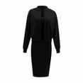 thumbnail image 7 of Letdown Two Piece Dress Set for Women Long Sleeve Ribbed Knit Cardigan Tops and Tank Bodycon Midi Dress Fall Winter Outfits (Black, L), 7 of 7