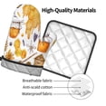thumbnail image 4 of Xecao Honey Bee Set Pattern Oven Mitts and Pot Holders Sets Heat Resistant Silicone Oven Mittens Extra Thicken Long Kitchen Cotton Oven Glove for Cooking, 4 of 7