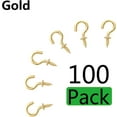 thumbnail image 2 of PHITUODA 100Pcs 1/2-Inch Cup Hooks Ceiling Hooks, Metal Screw-in Hooks, Gold, 2 of 8