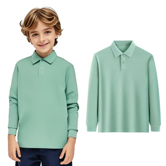 Boys Girls Long Sleeve Solid Color Shirt Cotton Shirt Top Tee For Kids