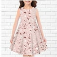 thumbnail image 3 of Girl's Summer Dress 4T 7-8Y Floral Sleeveless A-Line Swing Midi Sundresses Comfy Cotton Kids Gift Cute Pretty Dresses, Pink, 11 Years, 3 of 3