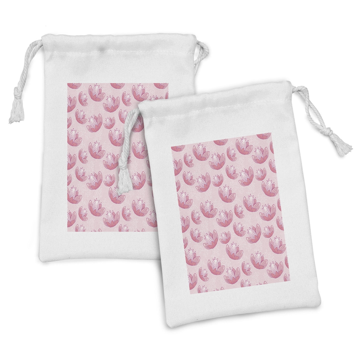 Floral Fabric Pouch Set of 2, Pastel Anemone Blossom Petals Beauty ...
