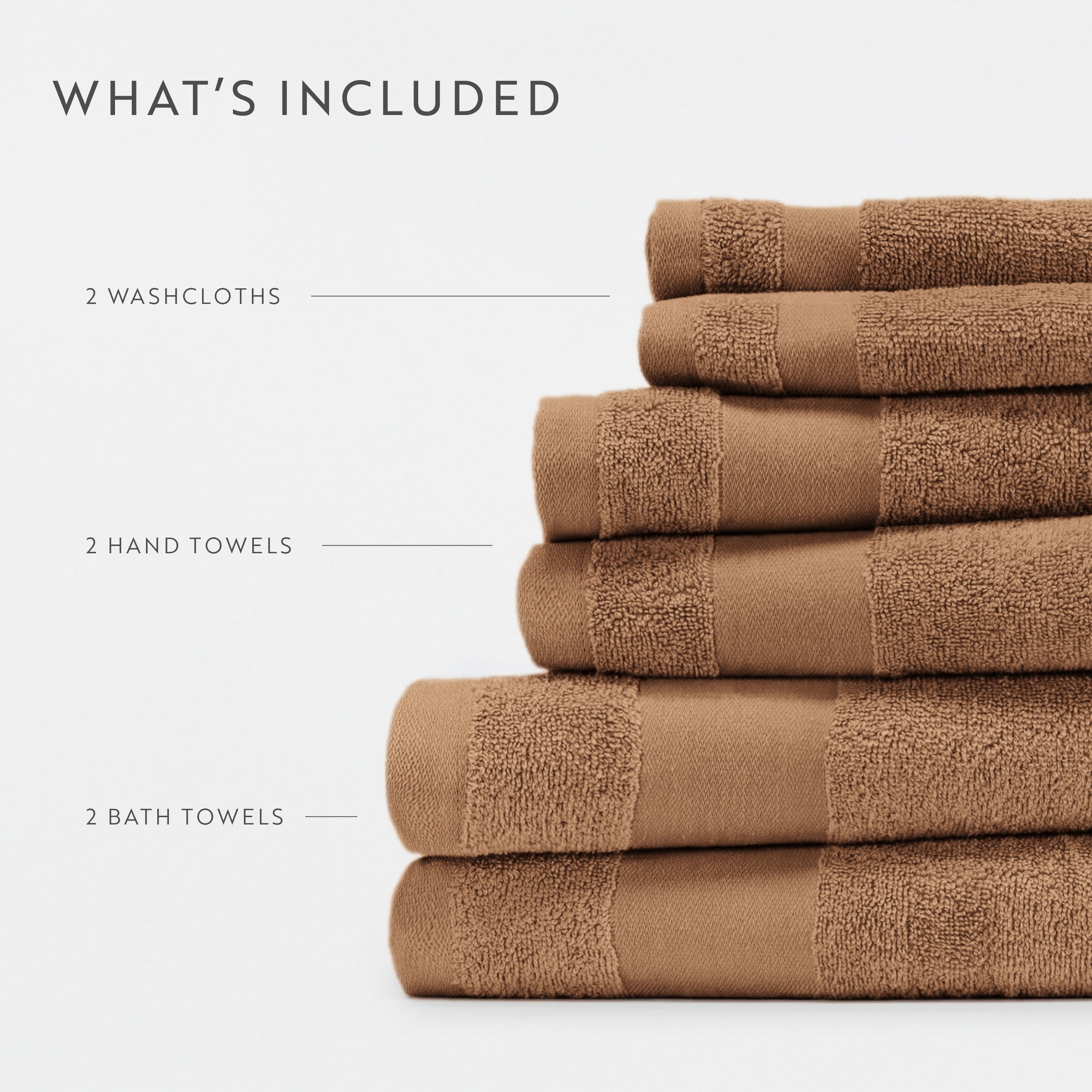 Noble Linens 6 Piece Essential Cotton Bath Towel Set
