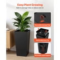 thumbnail image 6 of VEVOR Tall Planters Set of 2, 30 Inch Large Outdoor Taper Planters for Outdoor Indoor Plants, Front Porch Plastic Modern Flower Pots with Casters, Inner Pot & Drainage Holes for Patio, Garden, Black, 6 of 9