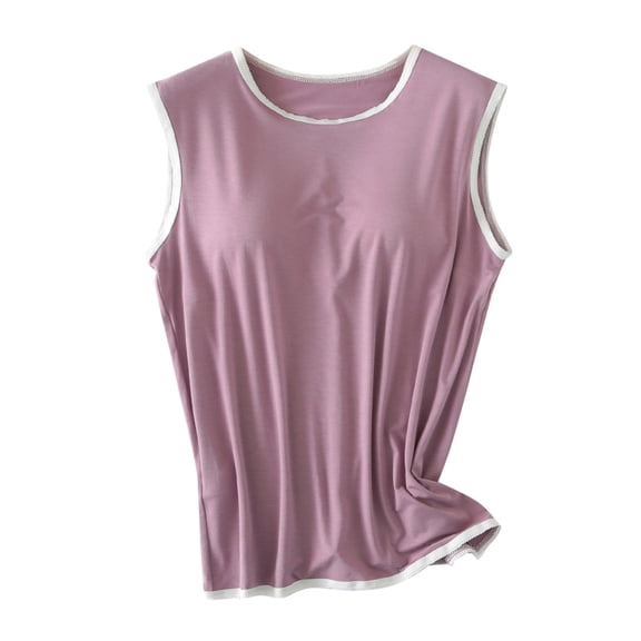 MuXiKeJi Clothes Tank Tops for Women Built in Bra Backless Basic Double Lined Summer Spaghetti Strap Sleeveless Cami Workout Shirts
