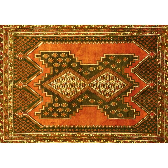 Ahgly Company Indoor Rectangle Persian Yellow Traditional Area Rugs, 5' x 7'