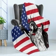 thumbnail image 4 of Fourth of July Soft Flannel Fleece Blanket, Monochromatic Lady Liberty Graphic on Old Glory American Flag, Cozy Plush for Indoor and Outdoor Use, 50" x 70", Vermilion and Dark Blue, by Ambesonne, 4 of 5