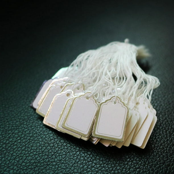 500 piezas de etiquetas blancas con de Etiquetas encadenadas Etiquetas grabables Etiqueta de visualización para productos Ropa de joyería Yotijar Etiquetas de precio de cadena