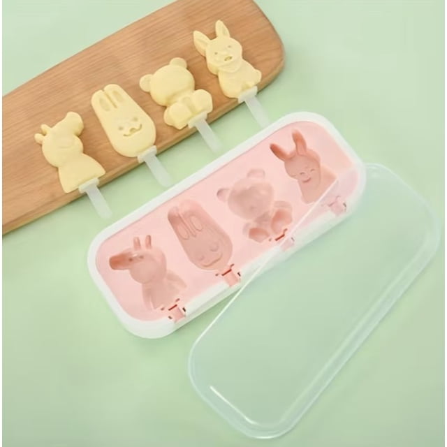 Molde de silicona for helado, fabricante de paletas DIY for uso doméstico, patrones de dibujos animados y animales, 9,84x3,94x1,18 pulgadas