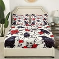 thumbnail image 5 of Erosebridal Halloween Raven Bed Sheets King Size, Sugar Skull Sheets Teens Adult Men Bedroom Decor, Crow Animals Sheet Set Gothic Spooky Fitted Sheet With 2 Pillow Cases, 5 of 6