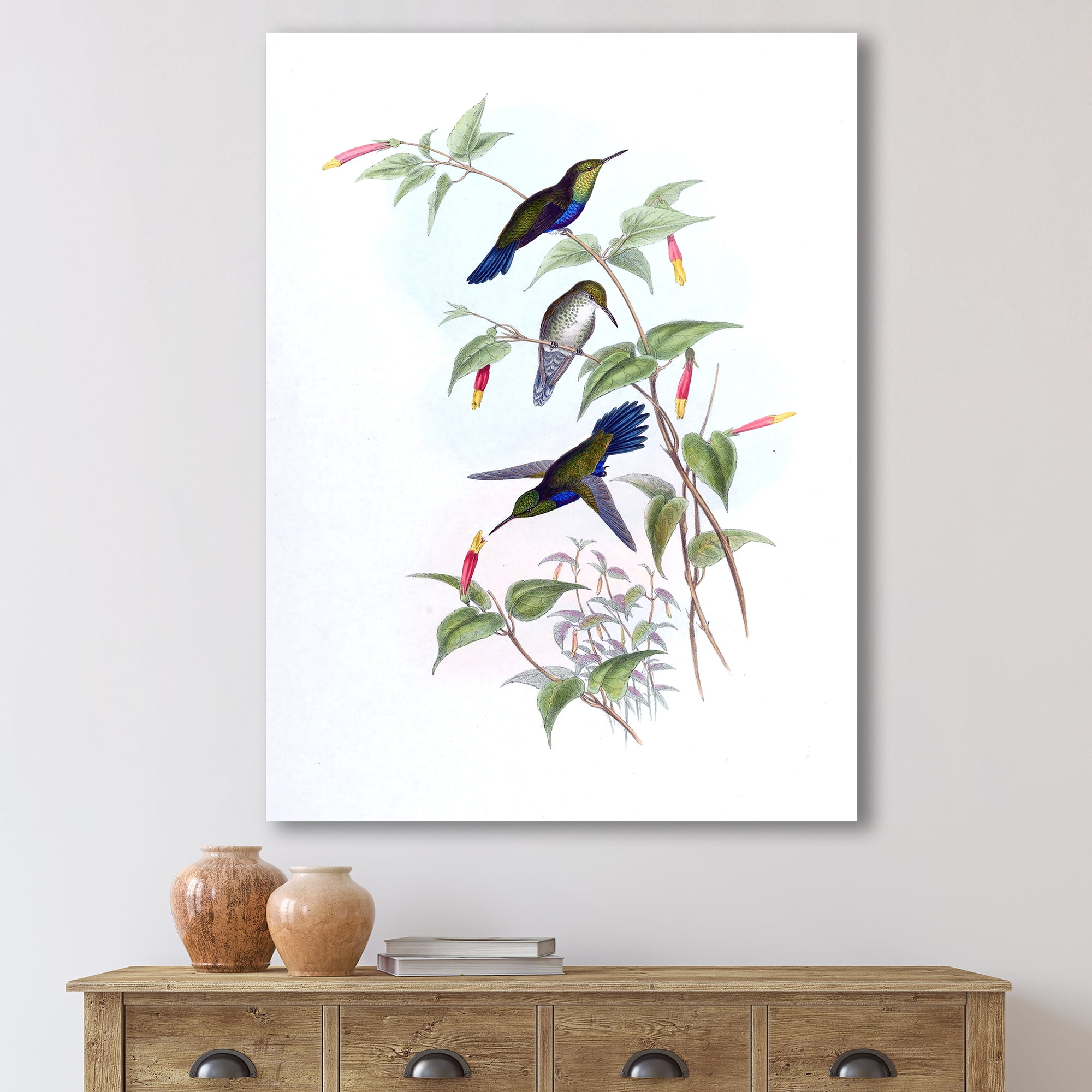 Designart ' Ancient Hummingbird I ' Traditional Canvas Wall Art Print