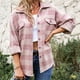 thumbnail image 4 of Puntoco moda mujer manga larga frente abierto ropa de abrigo suelta impresión blusa abrigo Tops bolsillos blusa liquidación Puntoco Puntoco-6629, 4 of 9