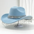 thumbnail image 2 of Stylish Cowboy Hat For Women And Men Western Hat With Large Round Gemstone Fringe Rhinestone Decorations For Parties And Events, 2 of 4