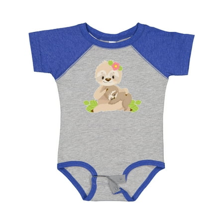 

Inktastic Sloth Mom with Baby Sloth and Flowers Gift Baby Boy or Baby Girl Bodysuit