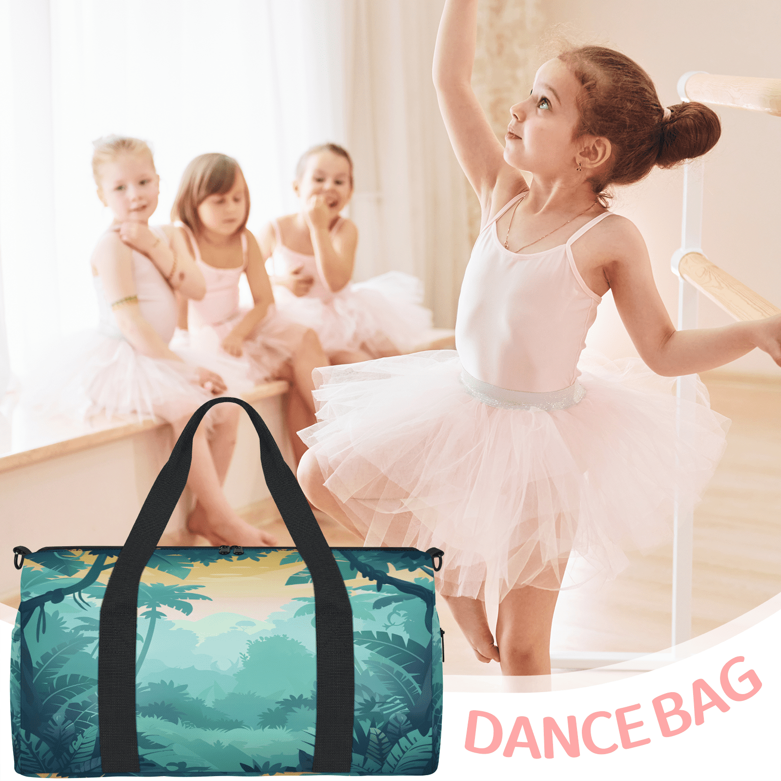 Herdesigns Green Forest Gym Bag for Women, Duffle Bag for Travel Sport, Tropical Tree Lightweight Waterproof Carry on Weekender Dance Yoga Workout Bags