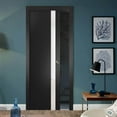 thumbnail image 5 of Slab Barn Door Panel | Planum 0040 Matte Black with White Glass | Sturdy Finished Doors | Pocket Closet Sliding-36" x 84", 5 of 5