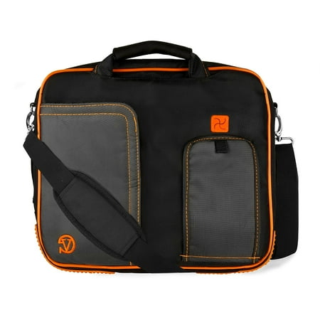 UPC: 8903928000546 | Vangoddy Briefcase Messenger Travel Bag fits Laptop Up to 12 Inch Black-Orange (PT_NBKLEA706_SH)