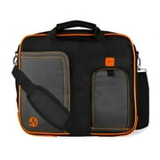 Vangoddy Briefcase Messenger Travel Bag fits Laptop Up to 12 Inch Black-Orange (PT_NBKLEA706_SH)