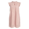 thumbnail image 4 of Time and Tru Women's Cotton Eyelet Mini Dress with Flutter Sleeves, Sizes XS-XXXL, 4 of 6