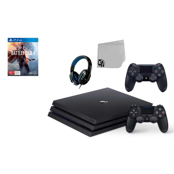 Pre-Owned Sony PlayStation 4 Pro 1TB Gaming Console Black 2 Controller Included with Battlefield 1 BOLT AXTION Bundle