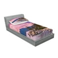thumbnail image 2 of Ambesonne Nature Fitted Sheet & Pillow Sham Set, Secret Paradise Forest, Twinxl, Grey Pink, 2 of 2