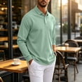 thumbnail image 4 of Men's Polo Shirt Long Sleeve Golf Shirts Quick Dry Lightweight 3-Button Performance Work Fishing Athletic Tops Mint Green XL, 4 of 5