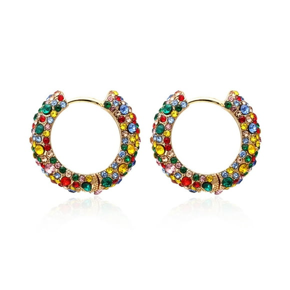 Jinsinto Versatile Colored Diamond Earrings Gold-plated Copper Open Pearl Earrings